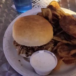 Pulled pork and chips