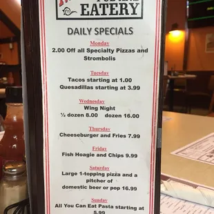 Daily specials