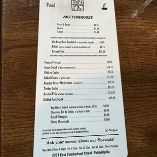 menu