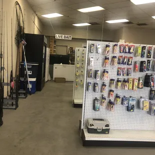 Live bait &amp; repairs in the back.