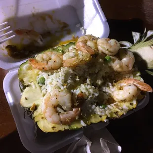 waited over 1 1/2 hrs  - it was really good though ! Looks like a lot but not really mostly pineapple at the bottom