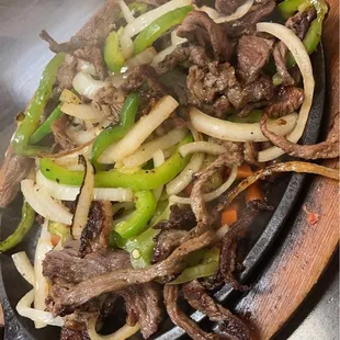 Steak fajitas.