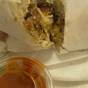 Breakfast menu, Bacon, Egg &amp; Cheese Burrito