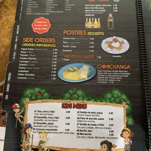 a menu for a mexican restaurant