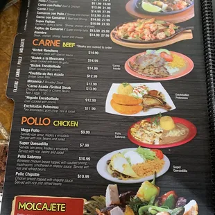 a menu for a mexican restaurant