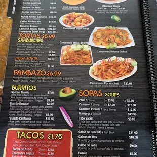 a menu for a mexican restaurant