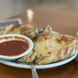 Veggie calzone with added sausage