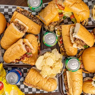 a variety of sandwiches