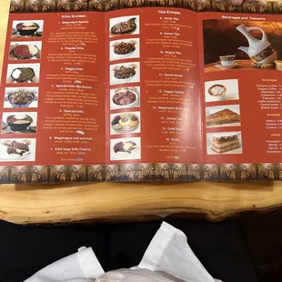 a menu for the restaurant