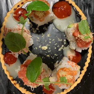 a close up of a tart of food