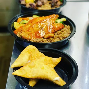 Hibachi Salmon &amp; Crab Rangoon