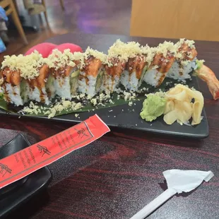 Broadway roll. No extra Wasabi needed. The spicy tuna had a great kick!!!
