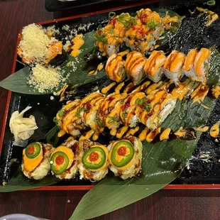 Various options of sushi