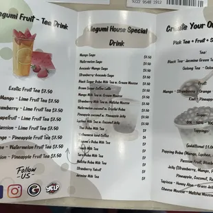 sushi and sashimi, menu