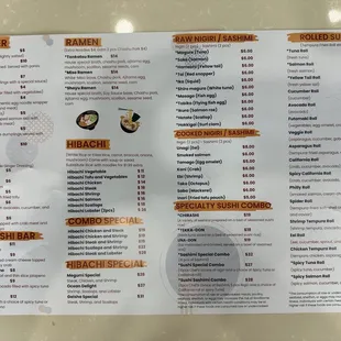 menu