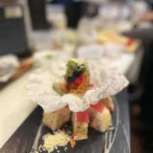 a plate of food on a table