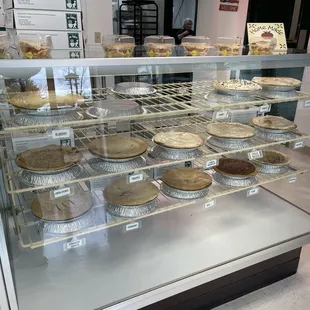 a display of pies