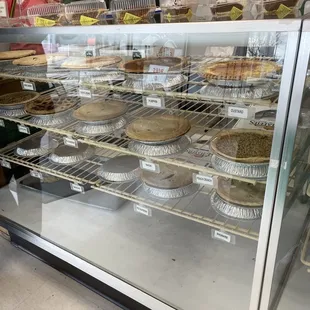 a display of pies