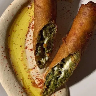 Falafel Lumpia stuffed with Feta Cheese