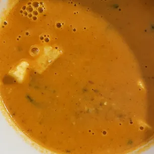 Close up of the watered down tikka masala