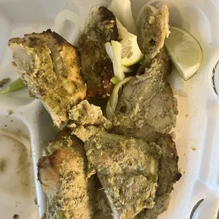 Under cooked with too much paste and was raw from inside, we had to throw the whole thing. CHICKEN MALAI TIKKA