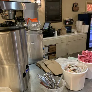 Drink area at Mehlman's Cafeteria.