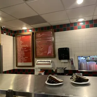 Line up and menu at Mehlman's Cafeteria.