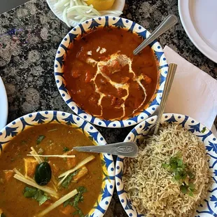 Mutter Paneer and Butter Chicken