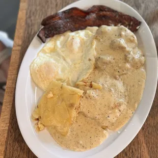 Biscuits and gravy breakfast