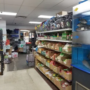 Fish to the right, forklift front and center.