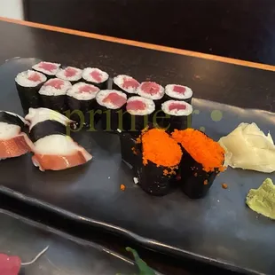 a plate of sushi