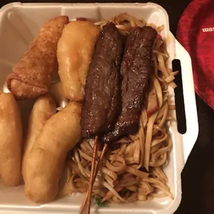 a tray of chinese food