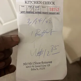 The actual receipt.