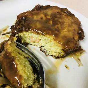 a half eaten plate of food