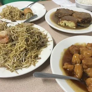 various dishes of food