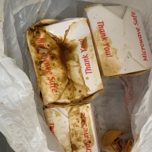 Szechuan tofu, garlic eggplant and side of rice, all coated with a mixture of Szechuan and orange sauce