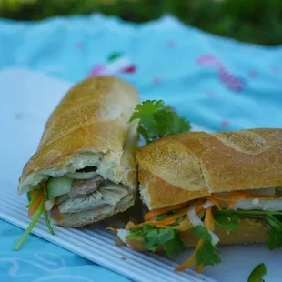 a sandwich cut in half on a plate