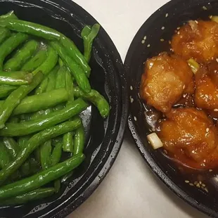 Yummy string beans &amp; Sesame Chicken