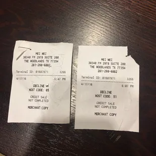 Third receipt missing