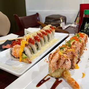 two plates of food on a table