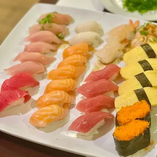 All you can eat  Fish is always fresh, rice portions are PERFECT &amp; not too much. &amp;Always plated so beautifully!