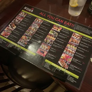 Second page of the AYCE menu.