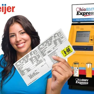 Skip the lines and use the Ohio BMV Express self-service kiosk for easy, fast and convenient renewal while you shop at Meijer.