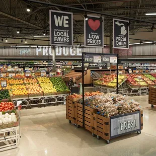 a produce section of a grocery store