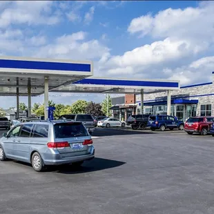 a view of the gas station