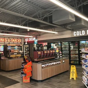a cold beverage section