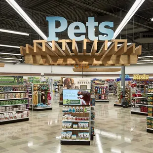 a pet store with pet products on display