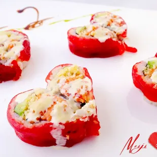 our pieces of sushi on a white plate