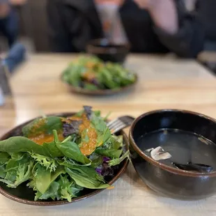 Complimentary salad and soup( clear broth)