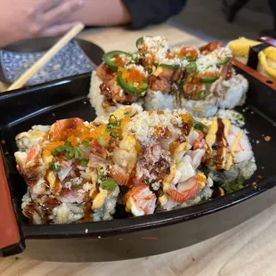 Bottom thunder  Top Red Baron Roll - thrown off by the tuna balls lol